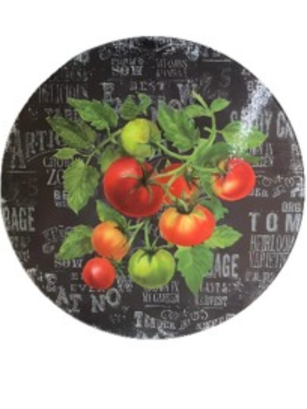 CounterArt Lazy Susan Tomatoes 13" Tempered Glass Server or Kitchen Cabinet Use